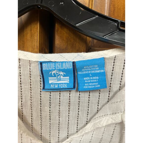 Blue Island Large Gauze Swim Cover, Blouse, with embroidered Palm Trees - Picture 8 of 8